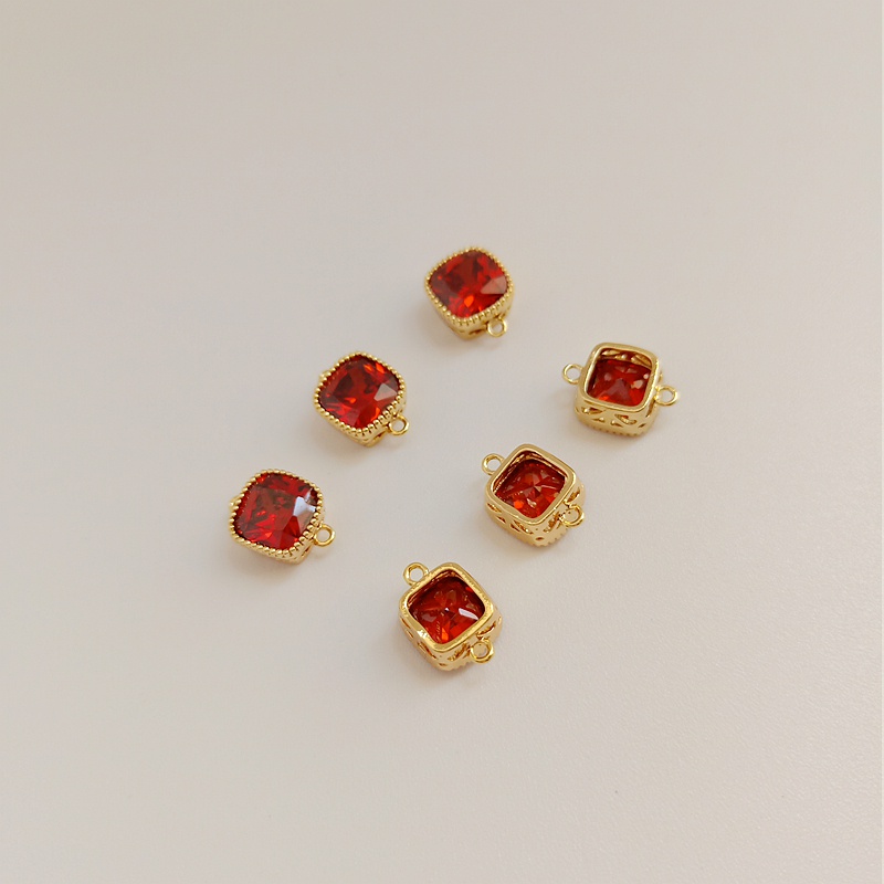 Mặt dây chuyền bằng đồng mạ vàng 14k hình chim bồ câu đính đá Zircon đỏ thời trang diy