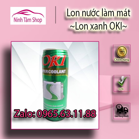 1 Thùng 24 lon nước làm mát động cơ ô tô - xe máy OKI dành cho mọi loại xe (màu xanh) 500ml