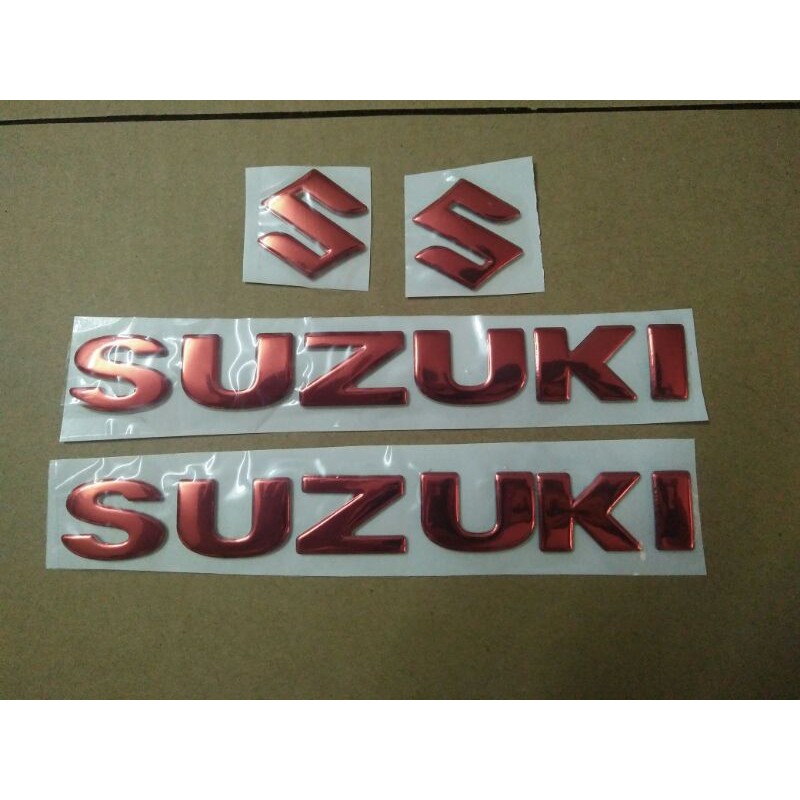 Bộ lô gô chử nổi Suzukii crôm đỏ