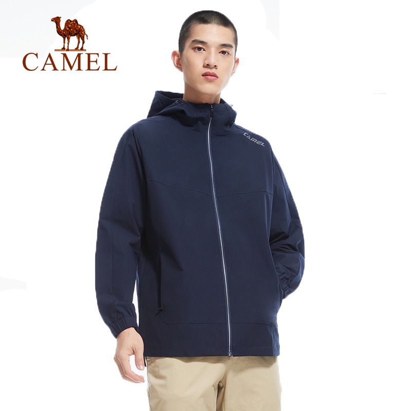 Áo khoác gió CAMEL có mũ trùm đầu phong cách thể thao năng động thời trang dành cho nam