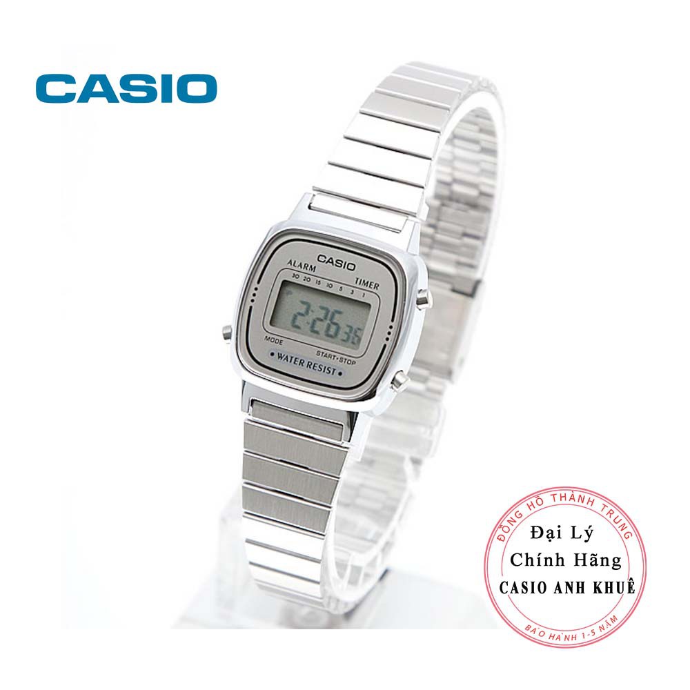 [Mã FARSBR243 giảm 15% đơn 249K] Đồng hồ điện tử nữ Casio LA670WA-7DF dây kim loại