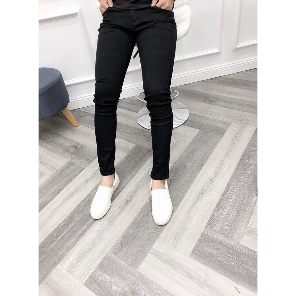 Quần jeans nam đen trơn ống ôm dày dặn co giãn vải tốt bền đẹp quần jean nam đen đẹp | BigBuy360 - bigbuy360.vn