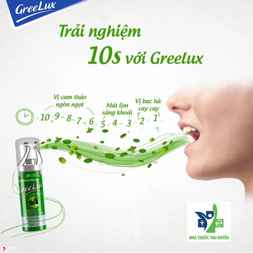 Xịt thơm miệng Greelux Extra Cool Thảo Dược chai 12ml - nước khử mùi hôi miệng gree lux bạc hà bình mini