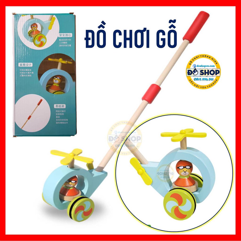 Đồ Chơi Gỗ Xe Đẩy Cầm Tay Hình Máy Bay Trực Thăng GX01 - Đô Shop