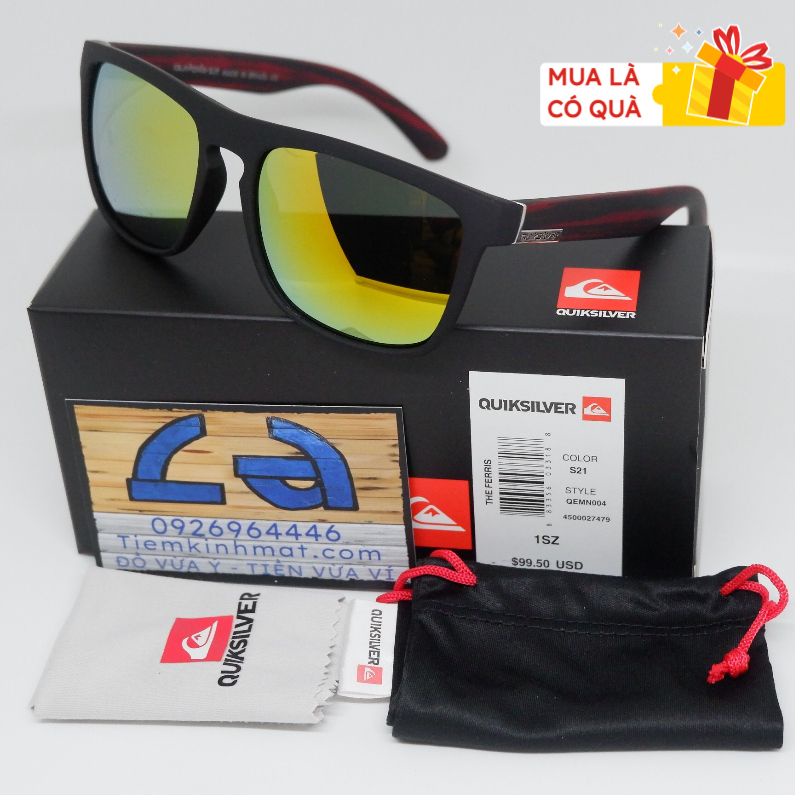 Kính Mát thời trang nam nữ QuikSilver Ferris mắt cam, Dáng vuông dễ đeo, Chống uv400 - vân gỗ