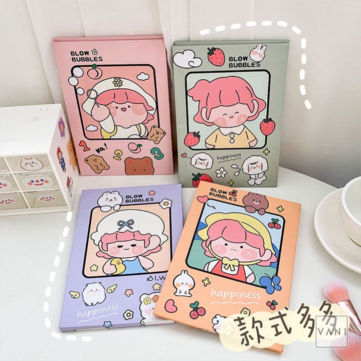 Gương Để Bàn Bìa Cứng Lớn Hoạ Tiết Bé Gái Dễ Thương Siêu Cute - Vani Store