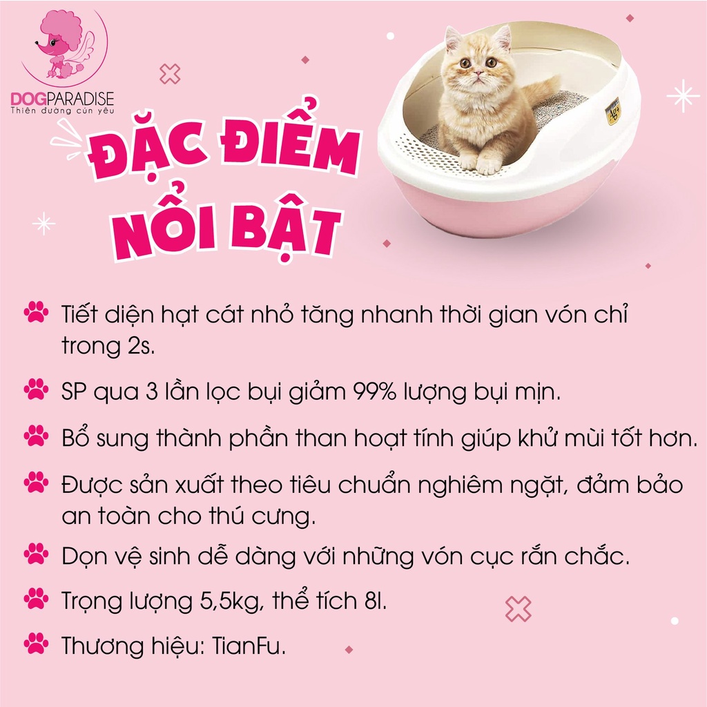 Cát mèo bentonite khử mùi với than hoạt tính CLEAN CAT, bịch 8l - Dog Paradise