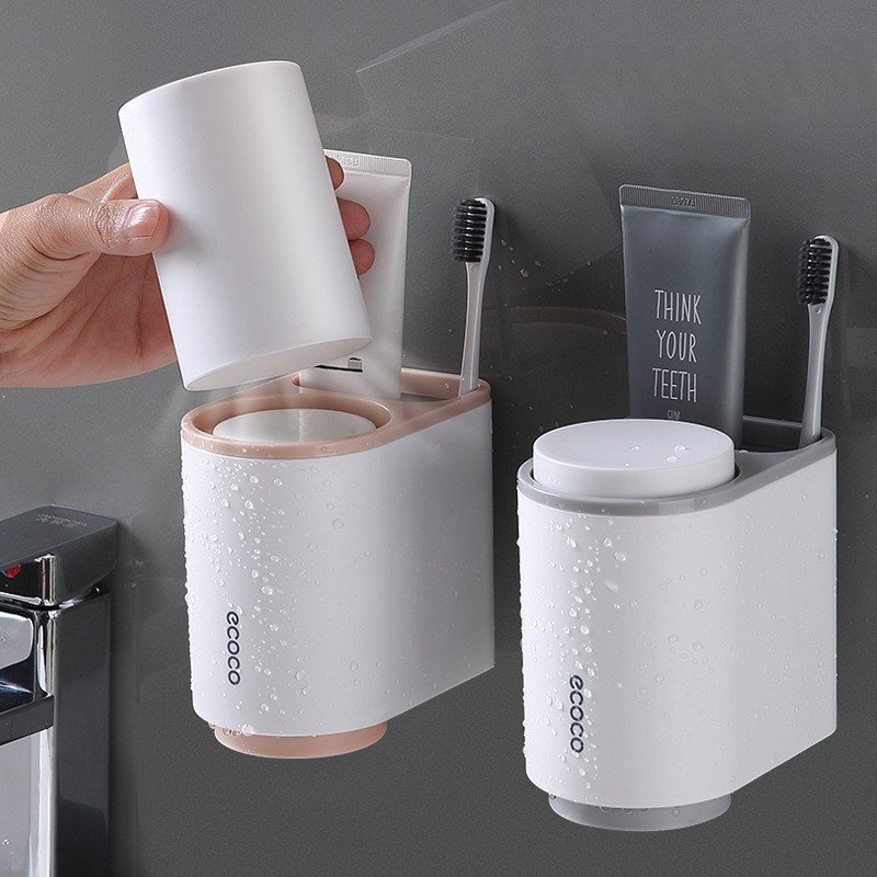 Cắm bàn chải ECOCO dán cường lực siêu chắc tặng kèm 2 cốc 1905