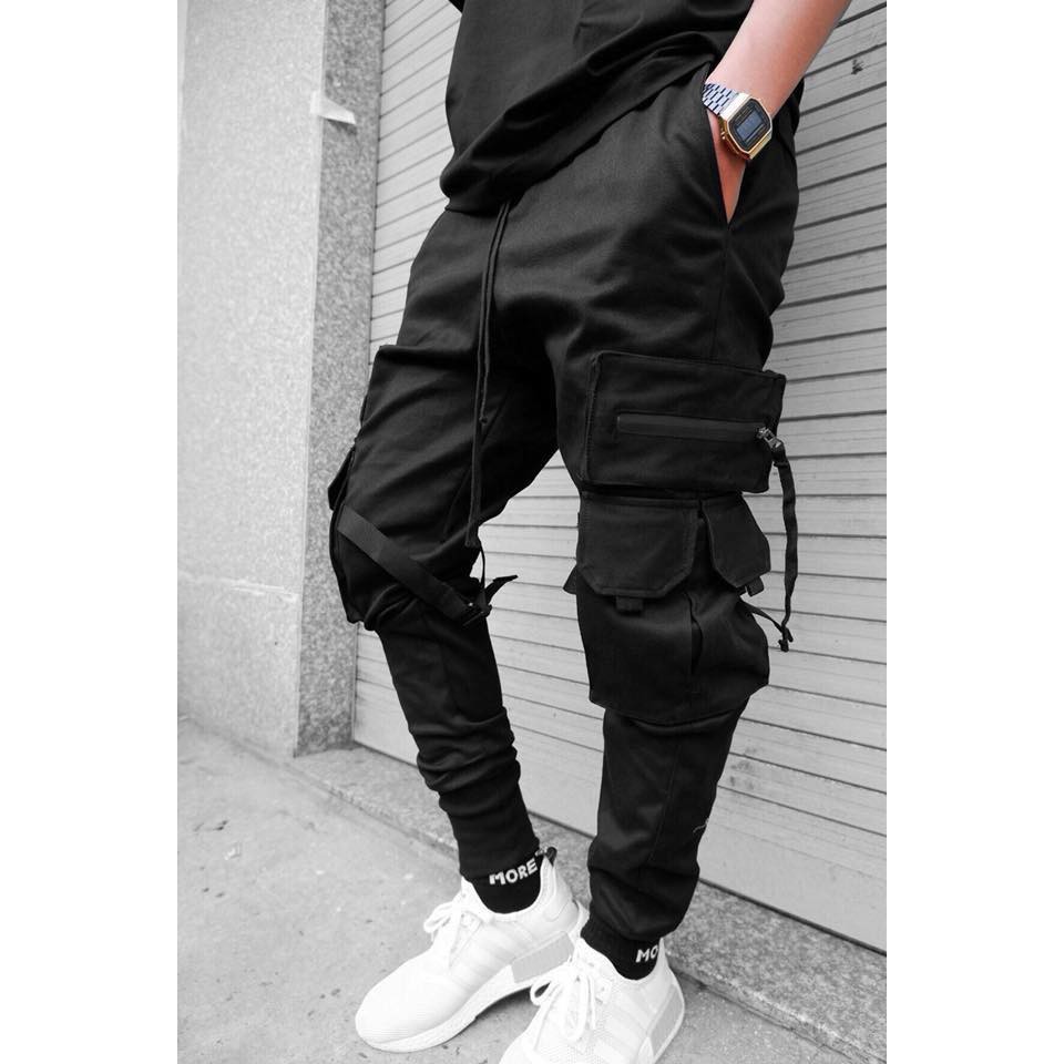 Quần Jogger Kaki Túi Hộp Nam Nữ Zipper Ngang Túi Unisex Chất Dày Dặn