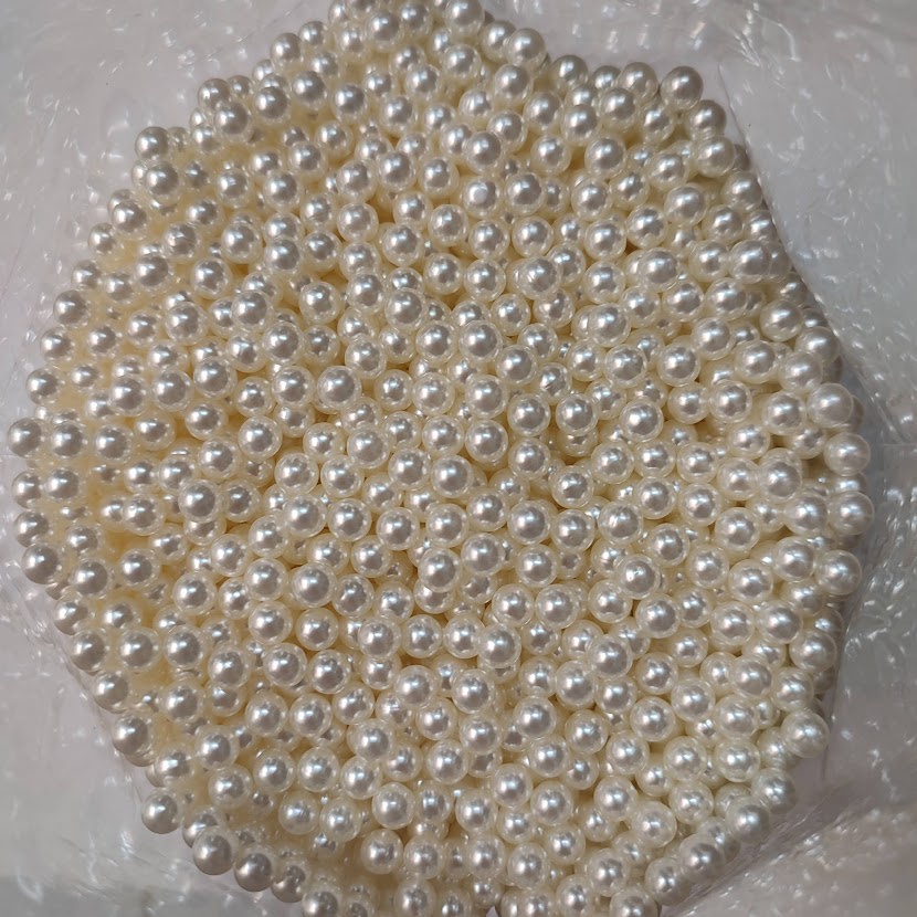 50-100gr Hạt bẹt, hạt ngọc trai nhựa không lỗ xỏ (hạt trai đóng) size 6-8-10mm