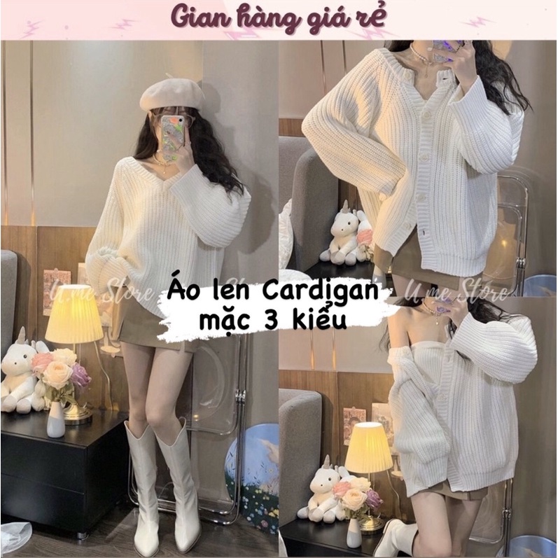(Ảnh thật/Video) Jenny Sweater - Áo khoác len Cardigan trắng mềm mịn cài cúc mặc ba kiểu phong cách Hàn Quốc