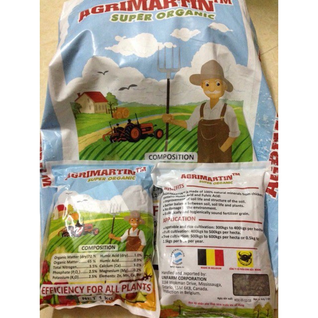 [Giá hủy diệt] Phân bón hữu cơ Agrimartin SUPER ORGANIC Bỉ (1kg) NHẬP KHẨU