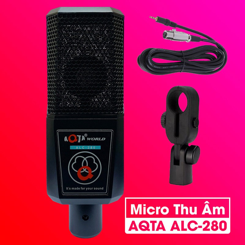 Mic Thu Âm AQTA ALC280 ⚡FREE SHIP⚡ Hàng Loại 1 Hát Cực Nhẹ . Kiểu Dáng Đầu Mic Dẹt Khá Bắt Mắt , Chất Âm Cực Hay