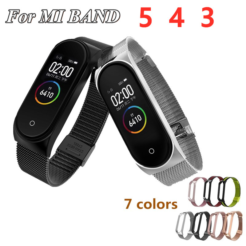 Dây Đeo Thay Thế Chất Liệu Kim Loại Dạng Lưới Thời Trang Cho Xiaomi Band 3 4 5