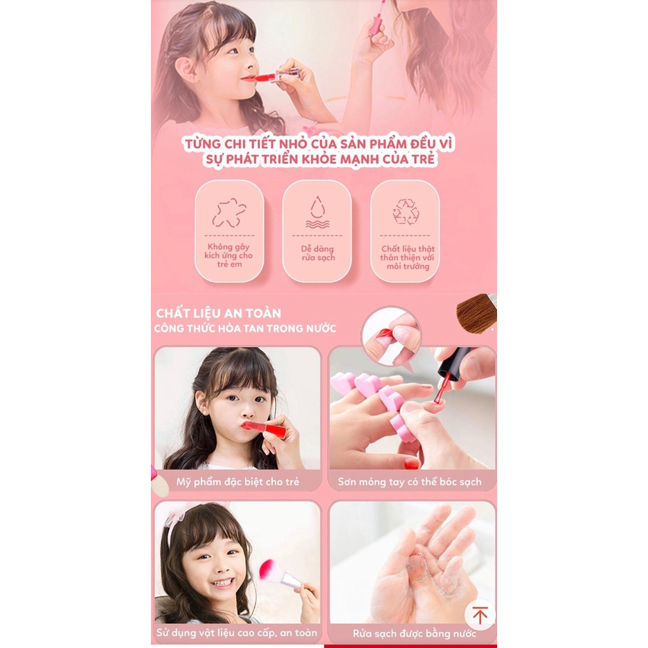 Đồ chơi Vali trang điểm thật 3 tầng màu hồng cho bé gái