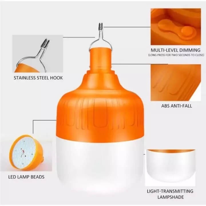 Bóng đèn tích điện 100w bóng đèn cao cấp có móc treo cổng sạc usb