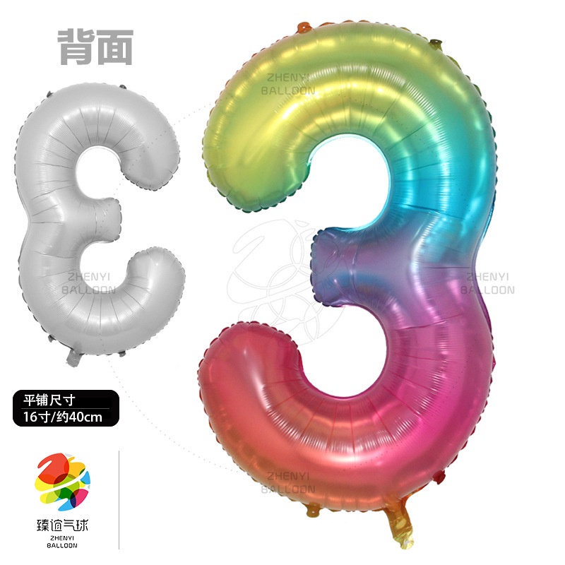 Bong Bóng Nhôm Hình Số 0-9 16 inch Màu Sắc Thạch Trang Trí Sinh Nhật / Đám Cưới