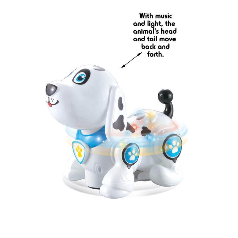 Đồ Chơi Chó Con Cún Con Chạy Pin biết đi và lắc lư đầu có đèn và phát nhạc siêu đáng yêu quà tặng cho bé trẻ em