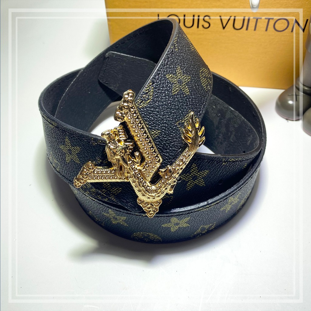 Thắt lưng 🎗️ FULLBOX BILL GIẤY GÓI 🎗️ Dây lưng Dây nịt Belt Da Hoa Thị Louis Vuitton mặt rồng vàng IB