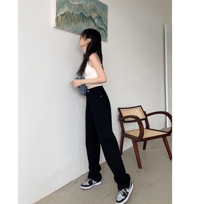 Quần Jean Nữ Ống Suông Rộng Uzzang Lưng Cao Hach dáng Chất Bò Dày Dặn | BigBuy360 - bigbuy360.vn