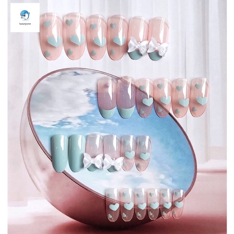 Set 24 móng tay giả đính cham thiết kế đẹp có sẵn keo dán