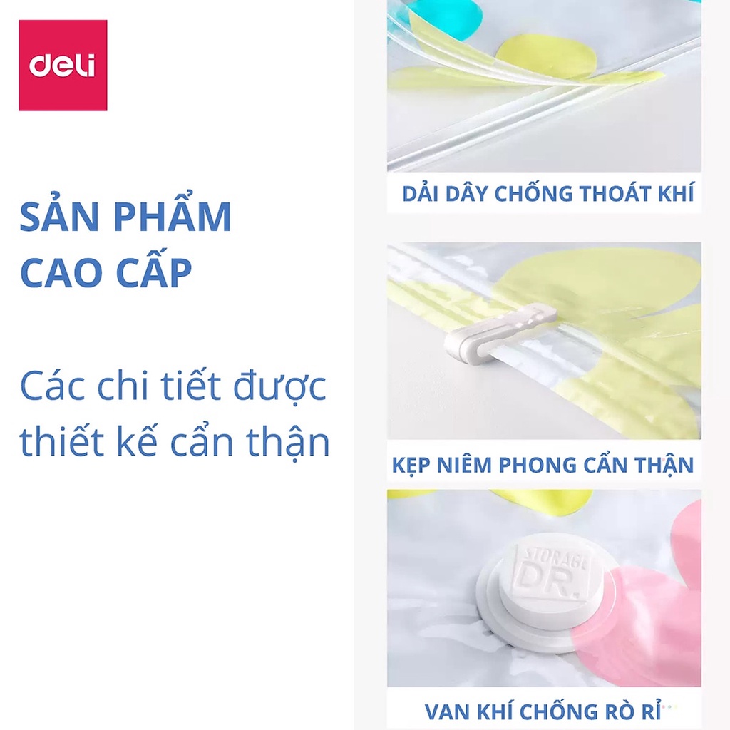 Túi hút chân không đựng quần áo, chăn ga gối , thú bông Deli - Loại dày cao cấp, bảo vệ quần áo, chăn ga