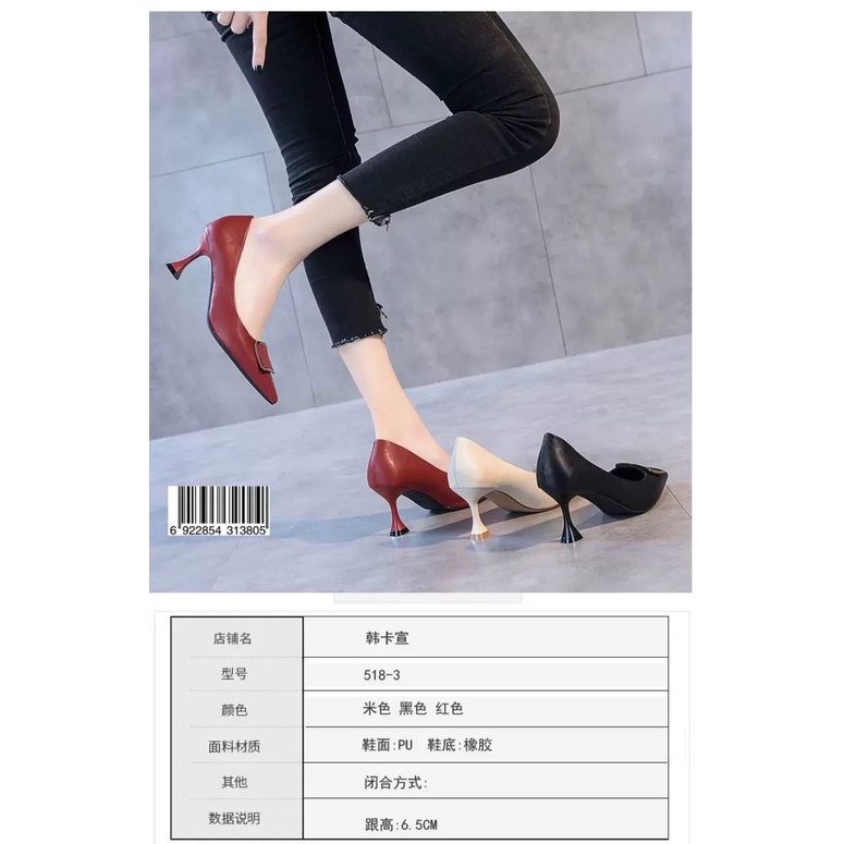 Giày Cao Gót Mũi Nhọn Màu Đen Thời Trang Nữ