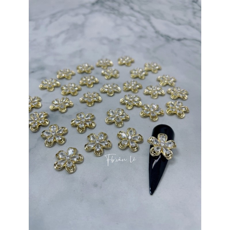 phụ kiện charm hình hoa đá gắn móng tay nail 1 viên