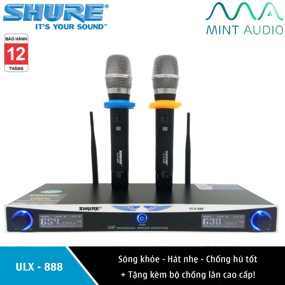 Bộ Micro karaoke không dây Shure ULX-888 + Tặng kèm 02 chống lăn bảo vệ micro cao cấp
