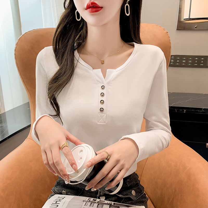 NRVP Áo Thun Nữ Tay Dài 100% Cotton Thời Trang Hàn Quốc