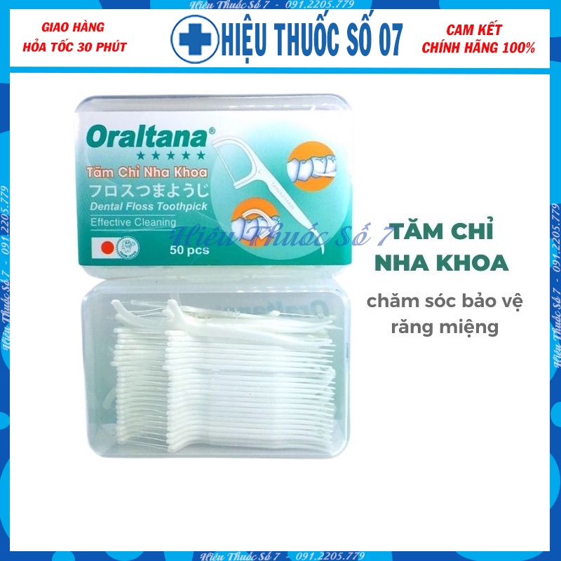 Tăm chỉ nha khoa Oraltana - Hộp 50 cái Xuất Nhật - chỉ kẽ răng, vệ sinh răng miệng