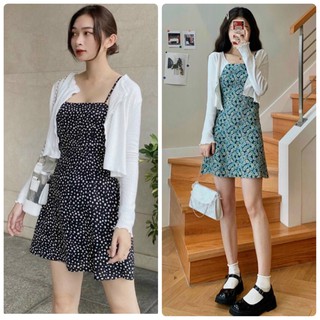Set đầm hoa nhí kèm áo khoác