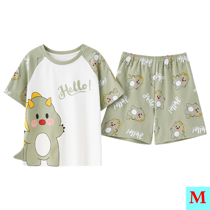 Bộ Đồ Ngủ Tay Ngắn Chất Cotton Mỏng Nhẹ In Họa Tiết Dễ Thương Thời Trang Mùa Hè Cho Bé Gái 9-11-13 Tuổi