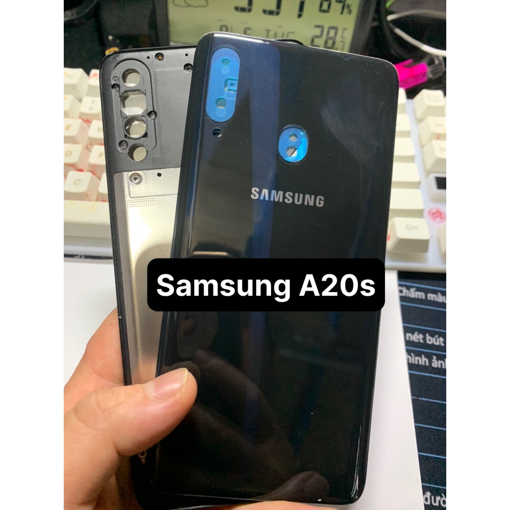 Bộ vỏ điện thoại zin hãng samsung A20s . gồm xương, lưng, sườn, phím bấm