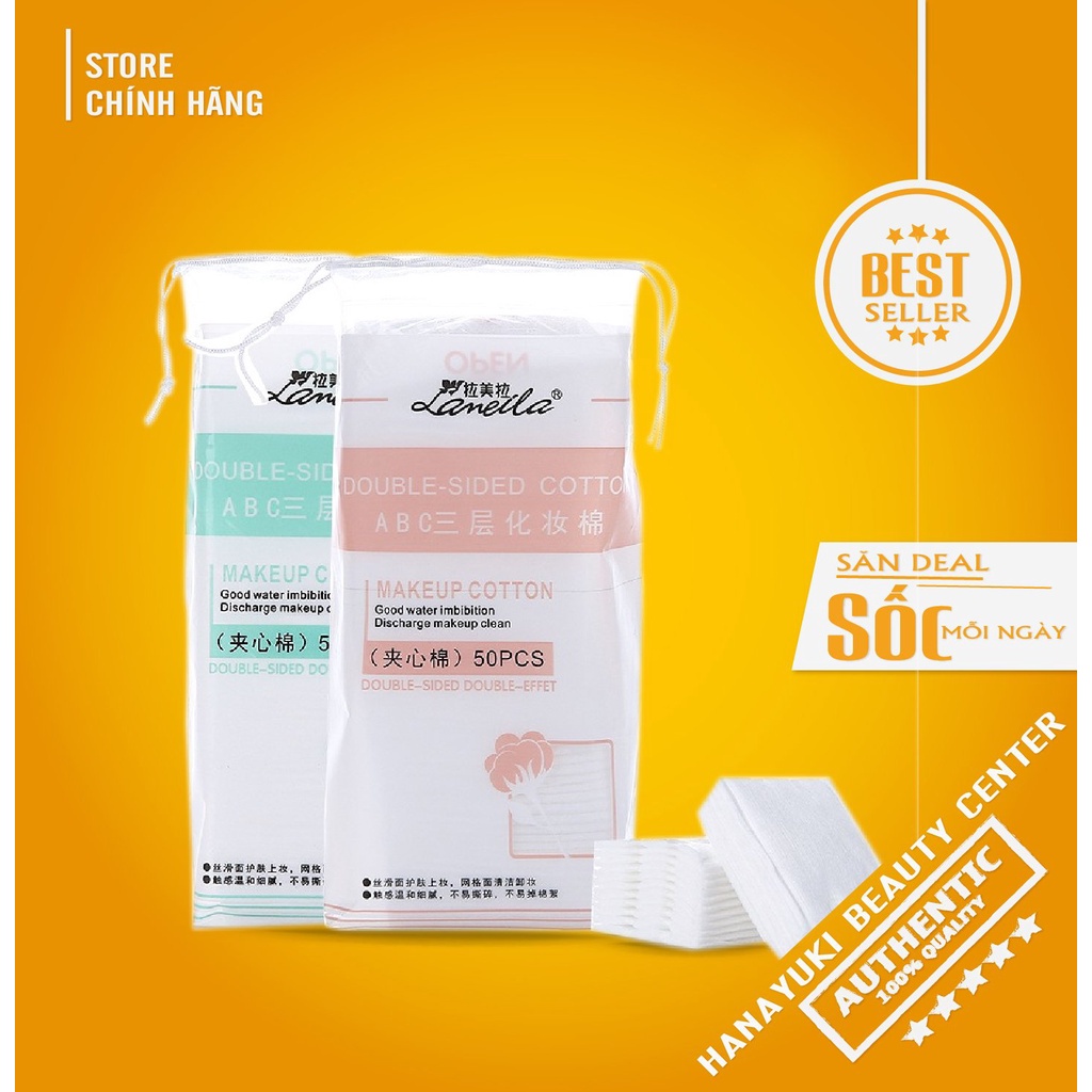 [Mẫu 2022] Sỉ- Bông tẩy trang mèo 3 lớp cotton pads 222 miếng dày dặn, mềm mịn chính hãng- Hanayuki Asia