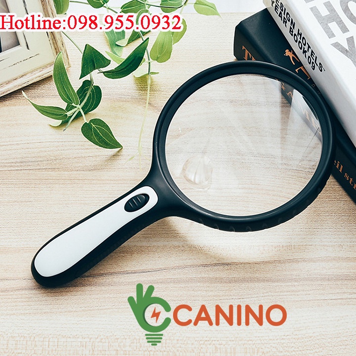 Kính lúp cầm tay phóng đại 5x-10x thấu kính to 145mm có đèn led chiếu sáng hỗ trợ soi vi mạch, đọc báo
