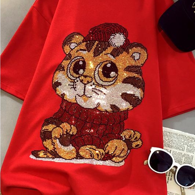 NRVP Áo thun cotton tay ngắn cổ tròn thời trang mùa hè phong cách Hàn Quốc dành cho nữ