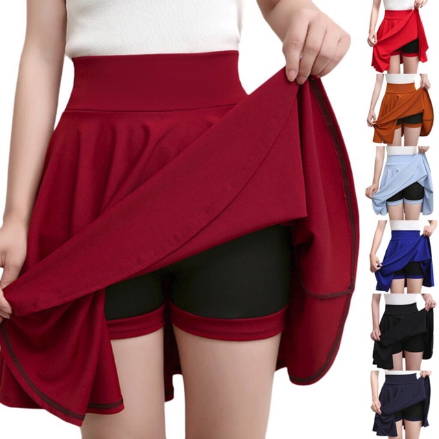 Chân váy big size dáng xoè thun trong có quần 60-80kg