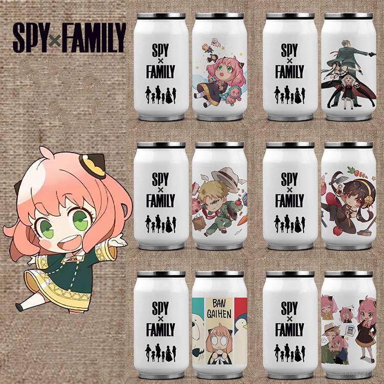 Bình Nước Giữ Nhiệt Bằng Thép Không Gỉ 304 Hai Lớp In Hình Anime Anya Loid Yor 350ML