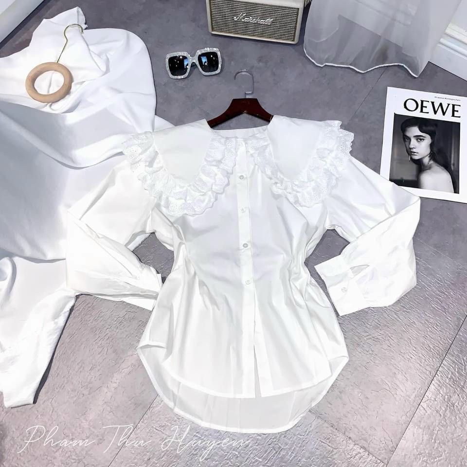 áo sơ mi xinh bèo vai cực hot dễ thương nữ tính siêu hot