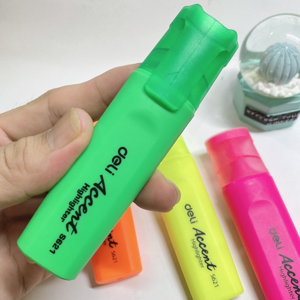 Bút Highlight Deli dạ quang, bút đánh dấu ghi nhớ dòng nhiều màu bắt mắt