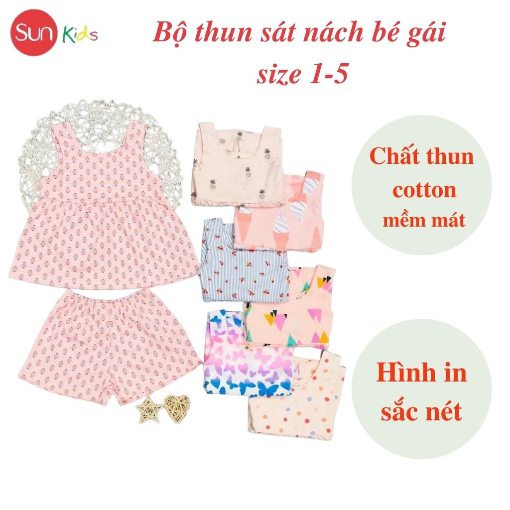 Đồ bộ thun bé gái, đồ bộ trẻ em chất cotton, có nhiều màu, size 1-5 tuổi - SUNKIDS