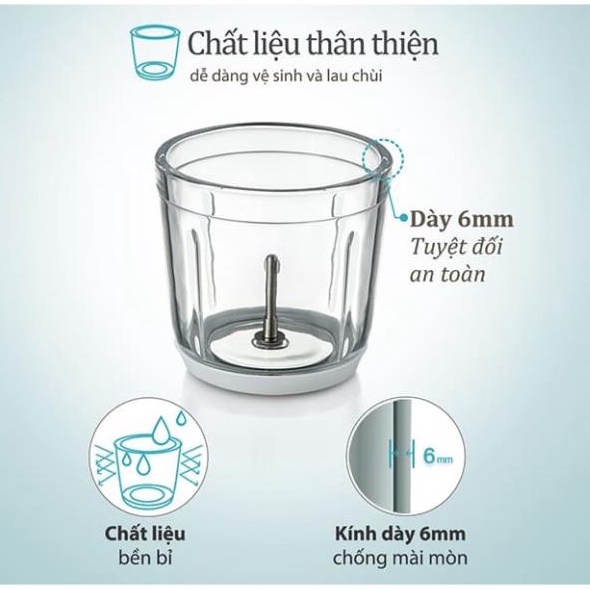 Máy xay thịt cá thực phẩm mini đa năng Bear QSJ-B02R1, xay thực phẩm đồ ăn dặm cho bé, cốc thuỷ tinh 600ml, BH 12 tháng