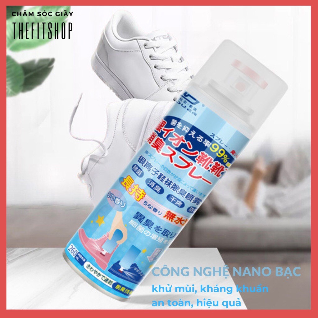 Bình Xịt Khử Mùi Hôi Giày và Tất, Công Nghệ Nano Bạc Kháng Khuẩn, Chai Siêu To Khổng Lồ