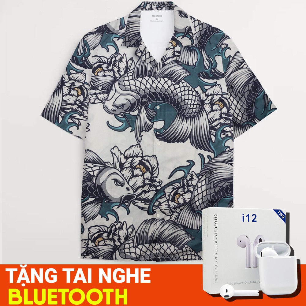 Áo sơ mi nam tay cộc hoạ tiết hình xăm cá chép - Neofelis