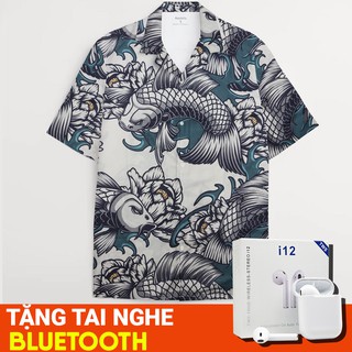 Áo sơ mi nam tay cộc hoạ tiết hình xăm cá chép  - Neofelis