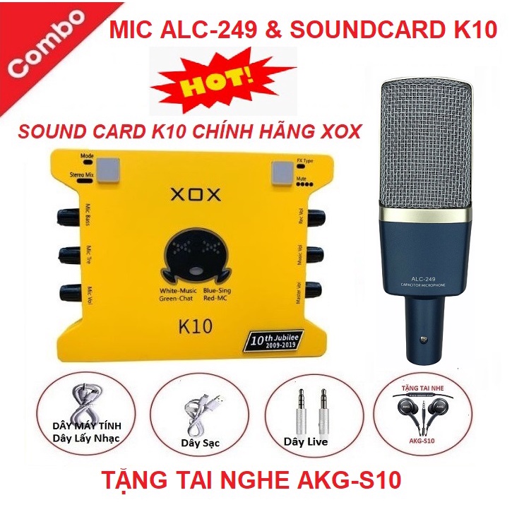 Bộ Sound Card K10 Bản Kỷ Niệm 10 Năm, Micro ALC-249, Tặng Tai Nghe AKG-S10 - Bảo Hành 6 Tháng