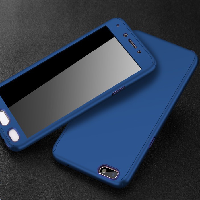 Ốp điện thoại nhựa cứng bảo vệ toàn diện 360 độ kèm miếng dán cường lực nhiều màu dành cho OPPO F7