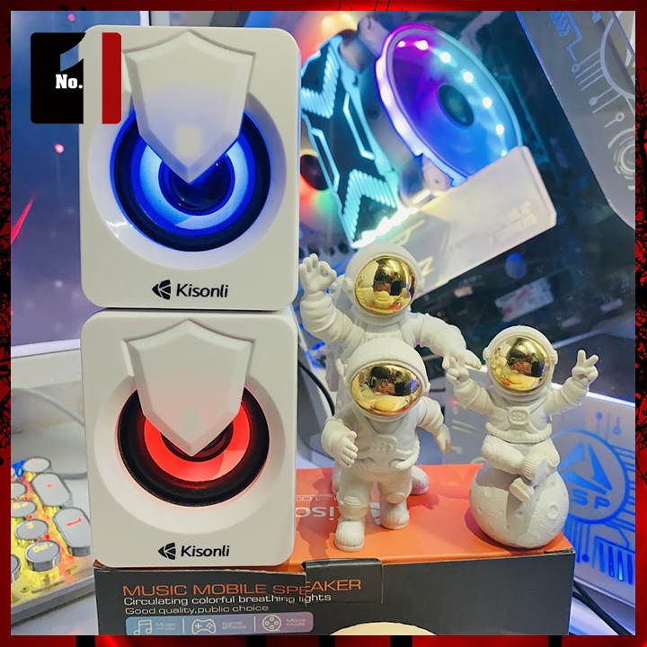 Loa Máy Tính Để Bàn Mini Led Rgb 2.0 Kisonli L1030 Màu Trắng Loa Vi Tính Laptop Gaming Nghe Nhạc Dễ Thương Có Dây
