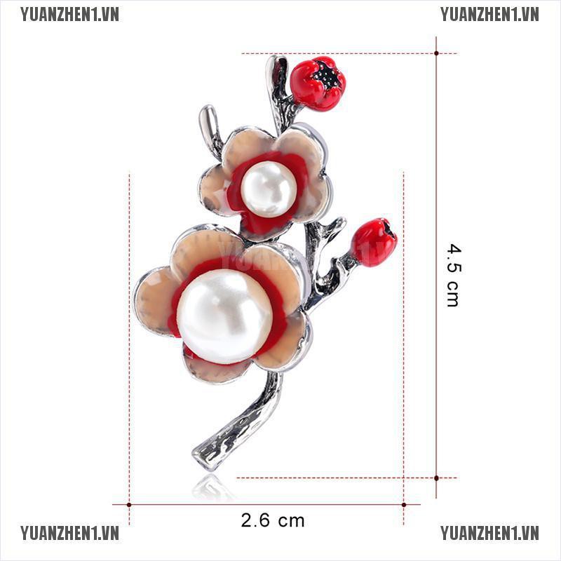 [YUANZHEN1] Trâm Cài Áo Hình Hoa Ngọc Trai Tráng Men Cho Cô Dâu